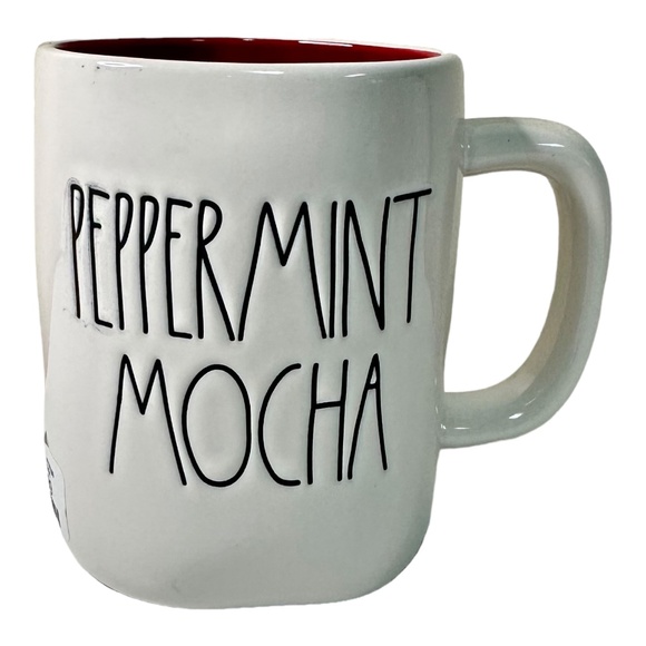 Rae Dunn "PEPPERMINT MOCHA" Candy Cane Coffee Mug - Picture 1 of 2